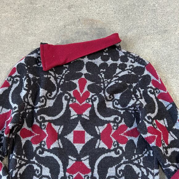 Krimson Klover Turtleneck Sweater Womens XS Black Red Wool Geometric Diamond - Picture 4 of 8